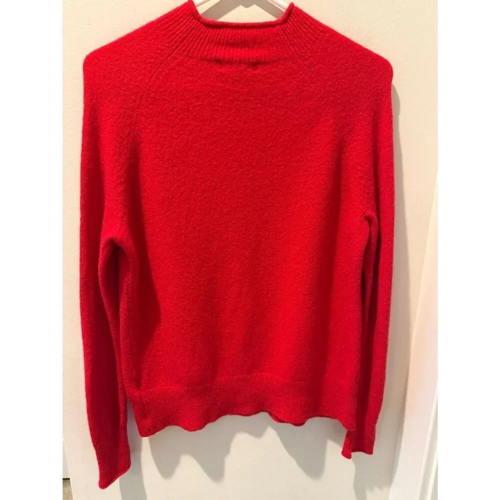 J. Crew Roll Neck Bright Red Marino wool blends Knit Sweater size XS